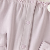 Dave&Bella Baby Girls Purple Doll Collar Mock Two-Piece Cotton Soft Breathable Rompers