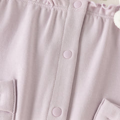 Dave&Bella Baby Girls Purple Doll Collar Mock Two-Piece Cotton Soft Breathable Rompers