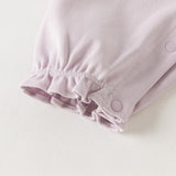 Dave&Bella Baby Girls Purple Doll Collar Mock Two-Piece Cotton Soft Breathable Rompers