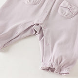 Dave&Bella Baby Girls Purple Doll Collar Mock Two-Piece Cotton Soft Breathable Rompers