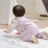 Dave&Bella Baby Girls Purple Doll Collar Mock Two-Piece Cotton Soft Breathable Rompers