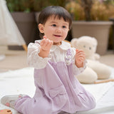 Dave&Bella Baby Girls Purple Doll Collar Mock Two-Piece Cotton Soft Breathable Rompers
