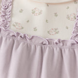 Dave&Bella Baby Girls Purple Doll Collar Mock Two-Piece Cotton Soft Breathable Rompers