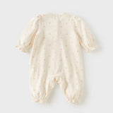 Dave&Bella Baby Girls Beige Cherry Print Cozy Cute Casual Rompers