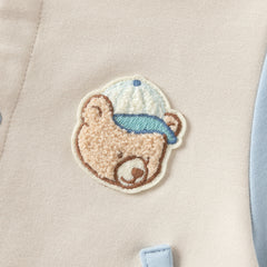 Dave&Bella Baby Boys Light Khaki Soft Bear Embroidery Turtle Rompers