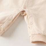Dave&Bella Baby Boys Light Khaki Soft Bear Embroidery Turtle Rompers