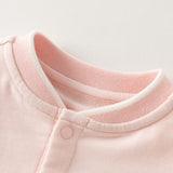 Dave&Bella Baby Girls Pink Cute Rabbit Embroidery Turtle Soft Daily Rompers