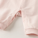Dave&Bella Baby Girls Pink Cute Rabbit Embroidery Turtle Soft Daily Rompers