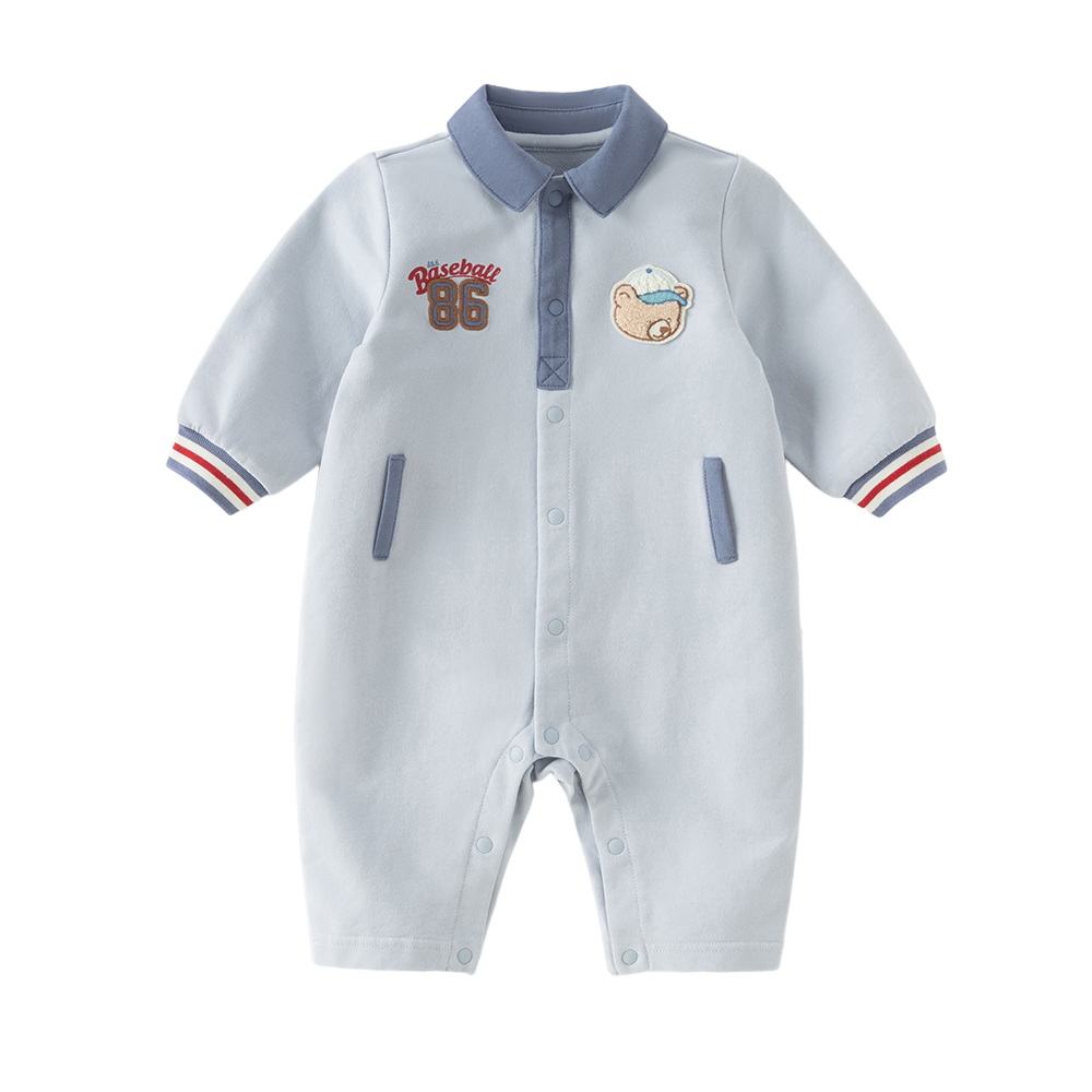Dave&Bella Baby Boys Blue Polo Collar Cute Comfortable Rompers