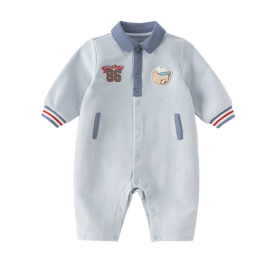 Dave&Bella Baby Boys Blue Polo Collar Cute Comfortable Rompers