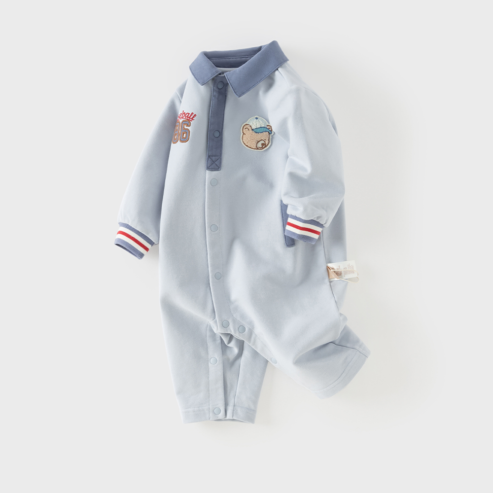 Dave&Bella Baby Boys Blue Polo Collar Cute Comfortable Rompers