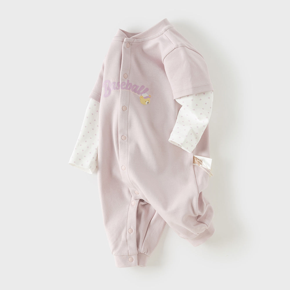 Dave&Bella Baby Girls/Boys Purple/Yellow Cozy Cotton Comfortable Simple Rompers
