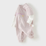 Dave&Bella Baby Girls/Boys Purple/Yellow Cozy Cotton Comfortable Simple Rompers