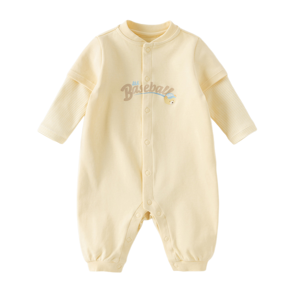 Dave&Bella Baby Girls/Boys Purple/Yellow Cozy Cotton Comfortable Simple Rompers