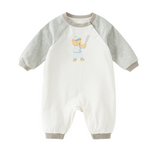 Dave&Bella Baby Boys Beige Cartoon Print Casual Soft Rompers
