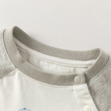 Dave&Bella Baby Boys Beige Cartoon Print Casual Soft Rompers