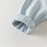 Dave&Bella Baby Boys Blue Striped Bear Print Cotton Soft Rompers