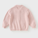 Dave&Bella Toddler Girls Pink Sweet Floral Embroidery Soft Comfortable Cardigans
