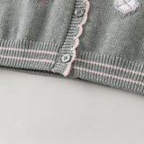 Dave&Bella Toddler Girls Gray Sweet Print Soft Comfortable Cotton Cardigans