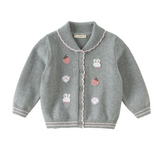 Dave&Bella Toddler Girls Gray Sweet Print Soft Comfortable Cotton Cardigans