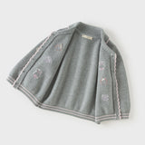 Dave&Bella Toddler Girls Gray Sweet Print Soft Comfortable Cotton Cardigans