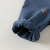 Dave&Bella Toddler Boys Blue Tiny Bear Print Turndown Collar Preppy Soft Sweatshirts