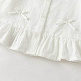 Dave&Bella Toddler Girls White Doll Collar Floral Embroidery Cozy Cotton Shirts