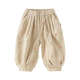 Dave&Bella Toddler Girls Light Khaki Cute Tiny Print Cozy Soft Cotton Jogger Pants