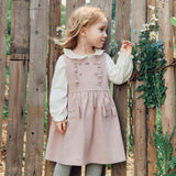 Dave&Bella Toddler Girls Purple Sleeveless Bunny Pocket Cozy Cotton Casual A-line Dress