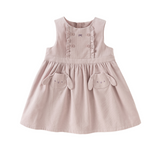 Dave&Bella Toddler Girls Purple Sleeveless Bunny Pocket Cozy Cotton Casual A-line Dress