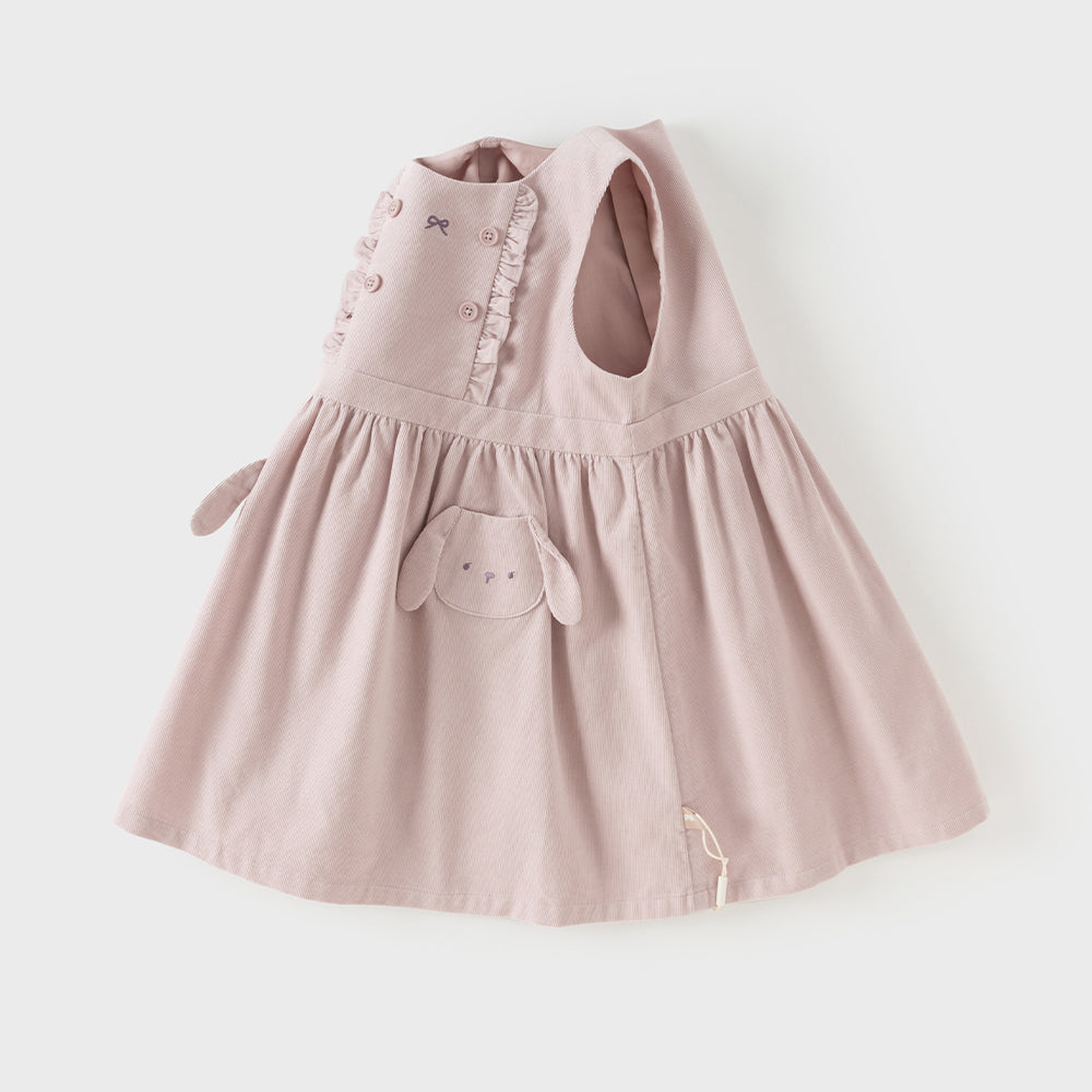 Dave&Bella Toddler Girls Purple Sleeveless Bunny Pocket Cozy Cotton Casual A-line Dress
