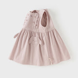 Dave&Bella Toddler Girls Purple Sleeveless Bunny Pocket Cozy Cotton Casual A-line Dress