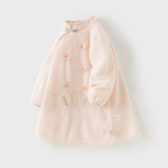 Dave&Bella Toddler Girls Pink Chinese-style Elegant Comfortable Mesh A-Line Dress