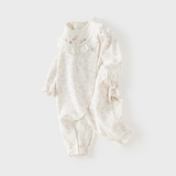 Dave&Bella Baby Girls Beige Floral Charming Cute Soft Cotton Rompers