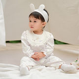 Dave&Bella Baby Girls Beige Floral Charming Cute Soft Cotton Rompers