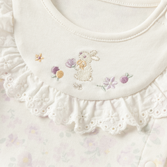 Dave&Bella Baby Girls Beige Floral Charming Cute Soft Cotton Rompers