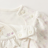 Dave&Bella Baby Girls Beige Floral Charming Cute Soft Cotton Rompers