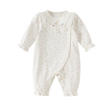 Dave&Bella Baby Girls Beige Floral Charming Cute Soft Cotton Rompers