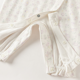 Dave&Bella Baby Girls Beige Floral Charming Cute Soft Cotton Rompers
