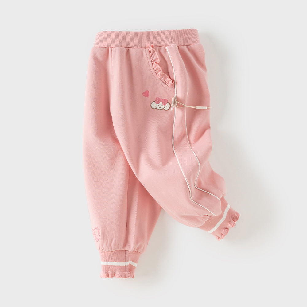 Dave&Bella Toddler Girls Pink/Light Gray Casual Comfortable Plain Pants