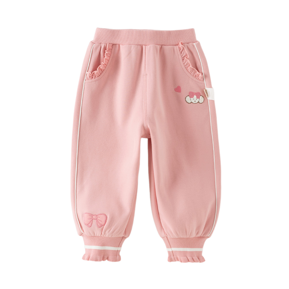 Dave&Bella Toddler Girls Pink/Light Gray Casual Comfortable Plain Pants