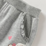 Dave&Bella Toddler Girls Pink/Light Gray Casual Comfortable Plain Pants