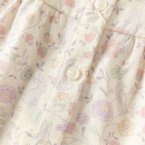 Dave&Bella Toddler Girls Beige Floral Print Elegant Cozy Cotton Doll Collar Shirts