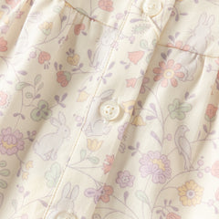 Dave&Bella Toddler Girls Beige Floral Print Elegant Cozy Cotton Doll Collar Shirts