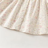 Dave&Bella Toddler Girls Beige Floral Print Elegant Cozy Cotton Doll Collar Shirts