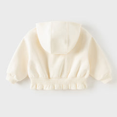 Dave&Bella Toddler Girls Beige Dress Style Simple Versatile Hooded Coats