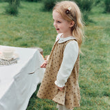 Dave&Bella Toddler Girls Brown Heart Print Doll Collar Cotton Cozy A-line Party Dress