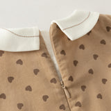 Dave&Bella Toddler Girls Brown Heart Print Doll Collar Cotton Cozy A-line Party Dress