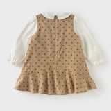 Dave&Bella Toddler Girls Brown Heart Print Doll Collar Cotton Cozy A-line Party Dress