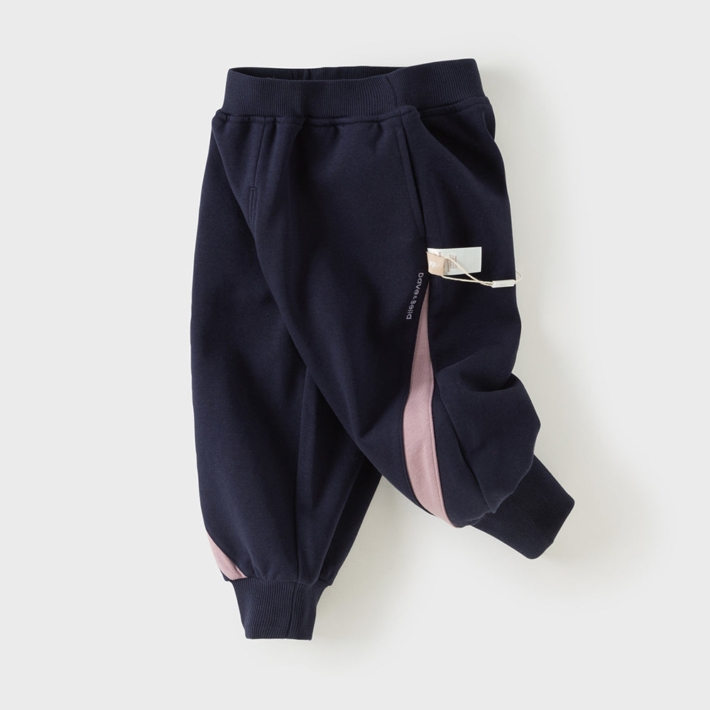 Dave&Bella Toddler Girls Navy/Purple Versatile Casual Soft Jogger Pants